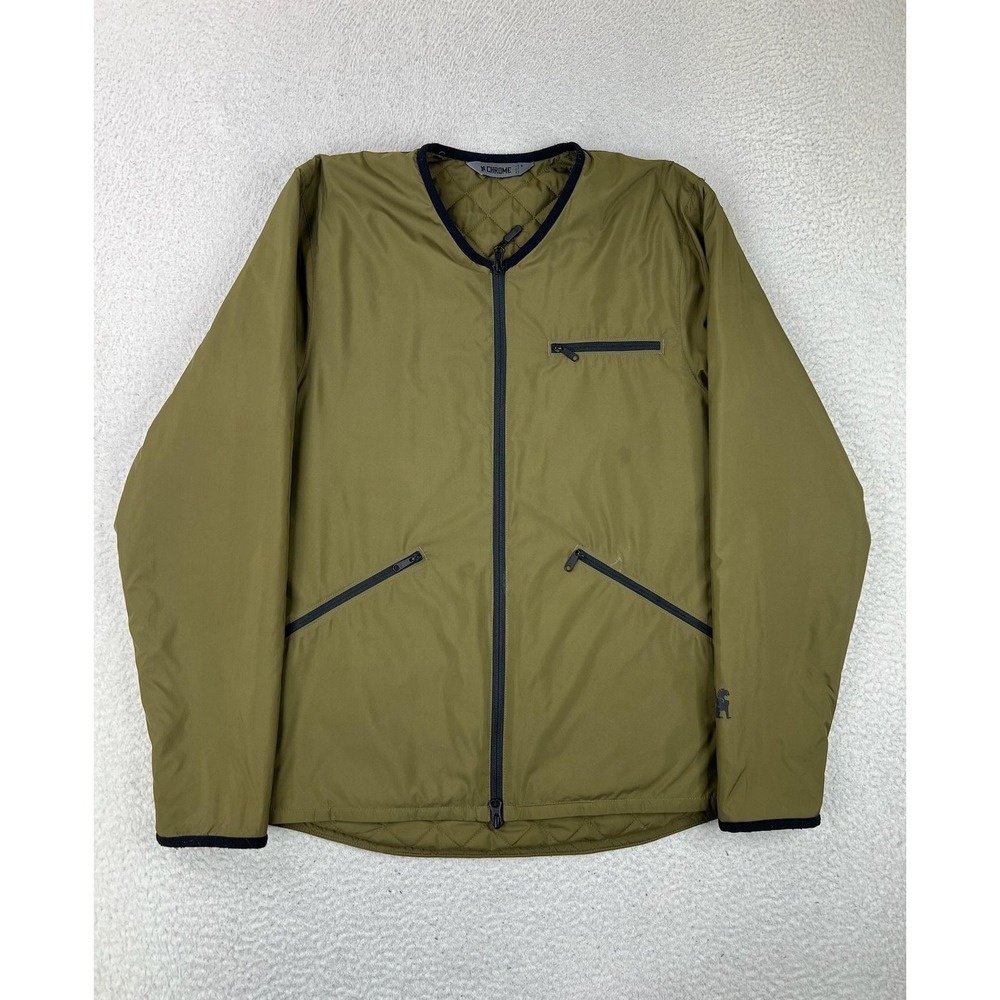 Chrome Industries Mens Medium Olive Green Quilted Insulated Full Zip Jacket